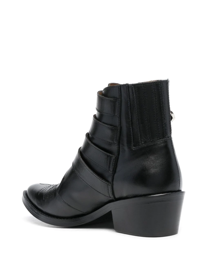 Shop Toga Buckle-strap Mid Heel Boots In Black