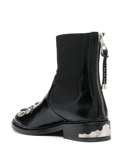 Shop Toga Mix-badge Leather Ankle Boots In Black