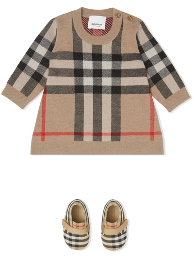 Shop Burberry Vintage Check Dress In Brown