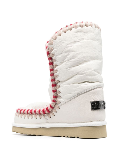 Mou Eskimo Overstitching Boots In Bianco | ModeSens