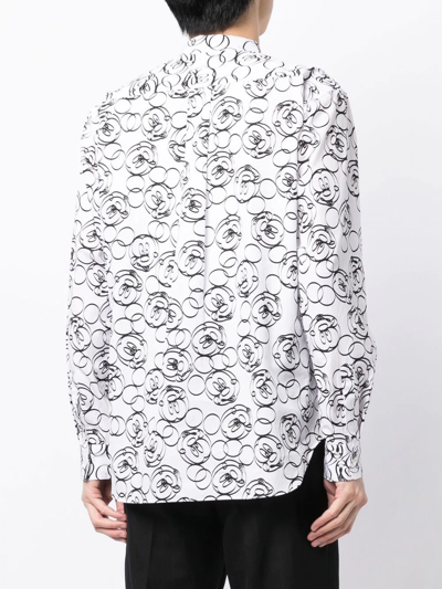 Shop Comme Des Garçons Homme Deux Mickey-print Long-sleeve Shirt In White