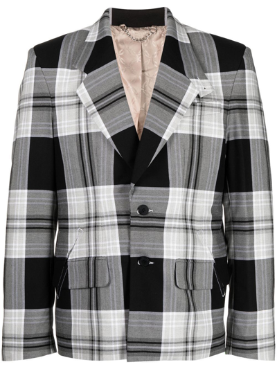 Shop Charles Jeffrey Loverboy Tartan-pattern Single Breasted Blazer In Black