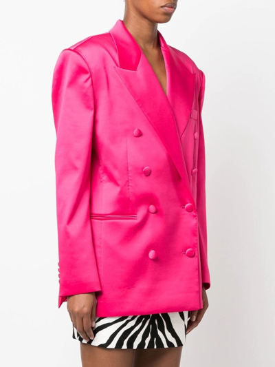 Shop Magda Butrym Double-breasted Silk Blazer In Pink