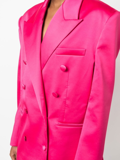 Shop Magda Butrym Double-breasted Silk Blazer In Pink