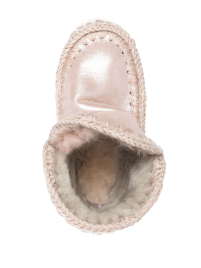 Shop Mou Shearling-lined Moccasin Boots In Pink