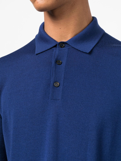 Shop Roberto Collina Long-sleeve Polo Shirt In Blue