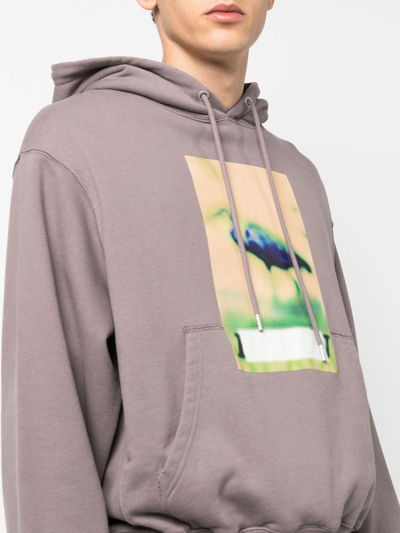 Shop Heron Preston Graphic-print Drawstring Hoodie In Grey