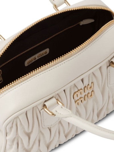 Shop Miu Miu Matelassé Leather Tote In White