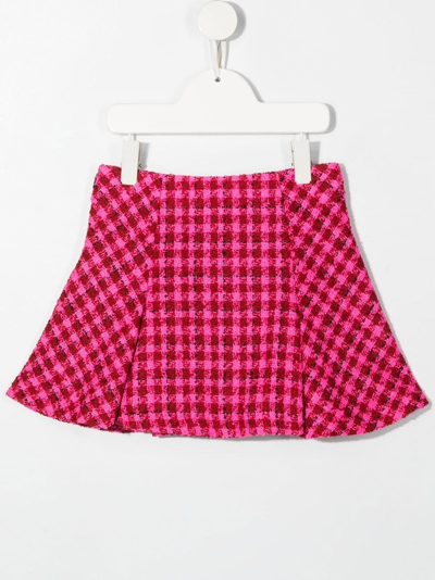 Shop Versace Tweed Check Skirt In Pink