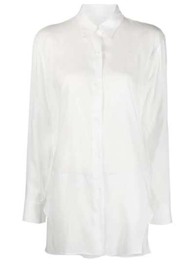 Shop Yohji Yamamoto Asymmetric-hem Button-up Shirt In White