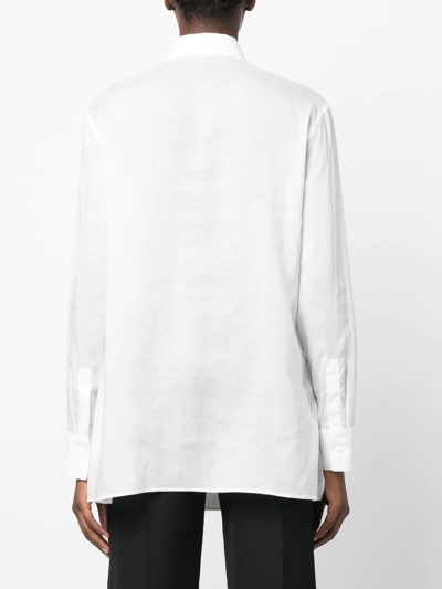 Shop Yohji Yamamoto Asymmetric-hem Button-up Shirt In White