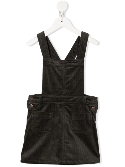 Shop Bonpoint Crossover-strap Corduroy Apron Dress In Black