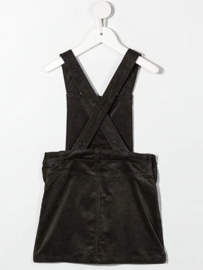 Shop Bonpoint Crossover-strap Corduroy Apron Dress In Black