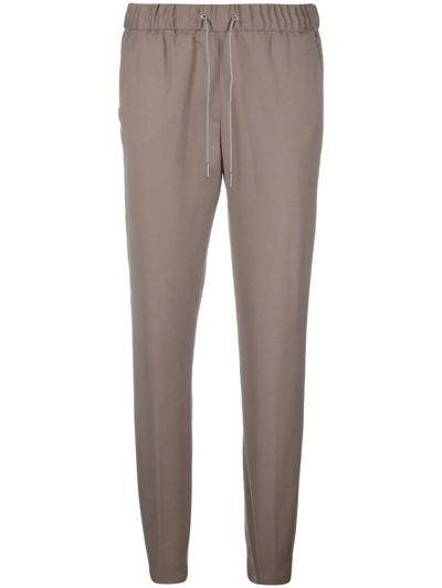 Shop Fabiana Filippi Drawstring Tapered-leg Trousers In Brown