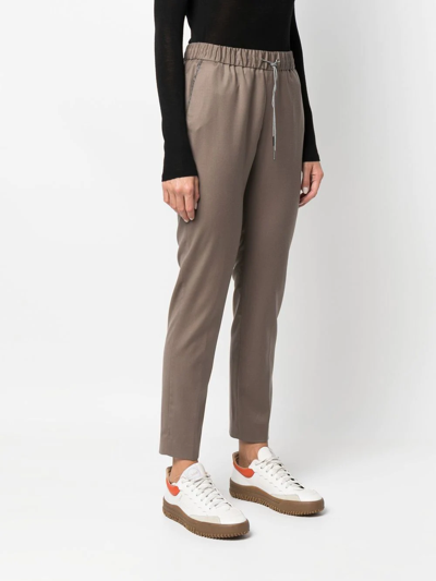 Shop Fabiana Filippi Drawstring Tapered-leg Trousers In Brown