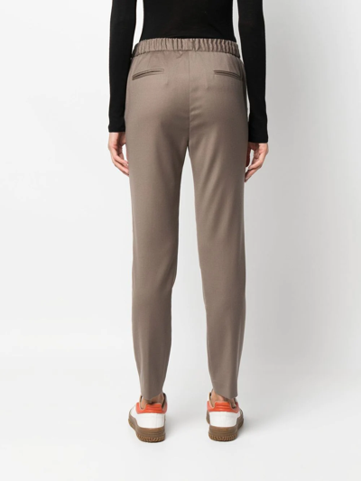 Shop Fabiana Filippi Drawstring Tapered-leg Trousers In Brown