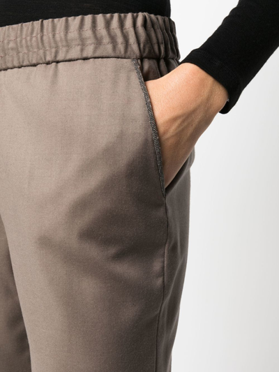Fabiana Filippi Straight Leg Ribbed Waist Knit Trousers In Brown