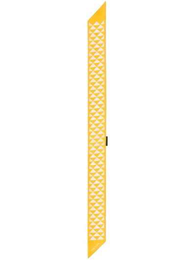 Shop Prada Geometric-print Pointed Tip Scarf In Yellow