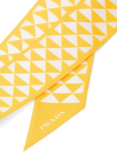 Shop Prada Geometric-print Pointed Tip Scarf In Yellow