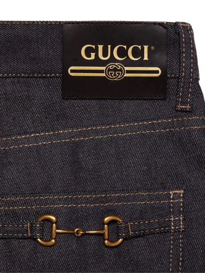 Shop Gucci Horsebit Slim-fit Denim Jeans In Blue