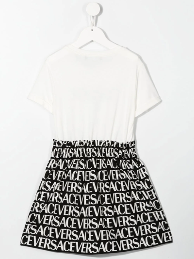 Shop Versace T-shirt Logo-print Dress In White
