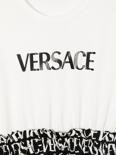 Shop Versace T-shirt Logo-print Dress In White
