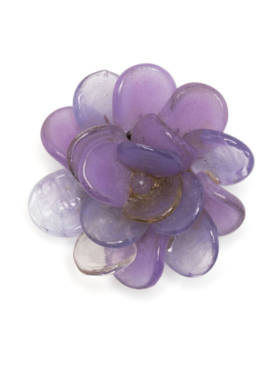 Pre-owned Chanel 2001 Camélia Motif Brooch In Purple