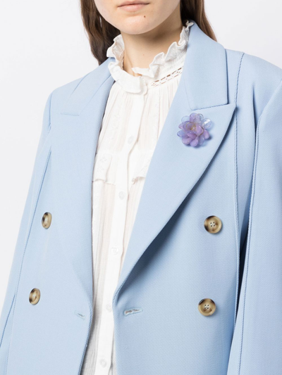 Pre-owned Chanel 2001 Camélia Motif Brooch In Purple