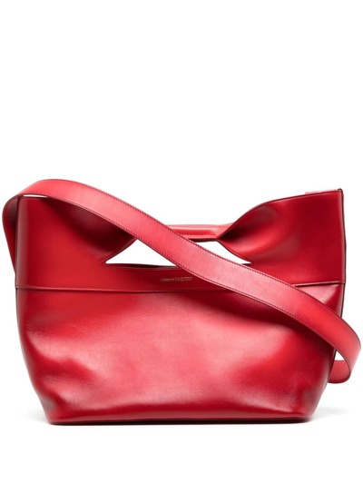 Shop Alexander Mcqueen The Bow Leather Tote Bag In 红色