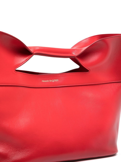 Shop Alexander Mcqueen The Bow Leather Tote Bag In 红色