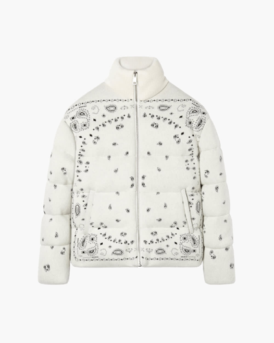 Shop Alanui Bandana Jacquard Puffer Jacket In 0185 White