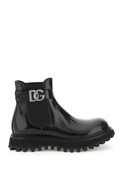 Dolce & Gabbana Brushed Calfskin Beatles Boots In Black | ModeSens