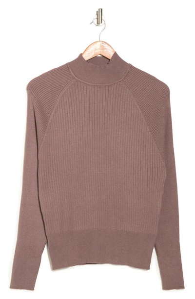 Shop Jaclyn Smith Mock Neck Rib Sweater In Mauve