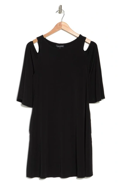 Shop Nina Leonard Shoulder Cutout Dress In Black