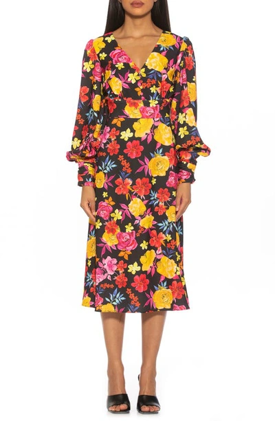 Shop Alexia Admor Daria Bishop Sleeve Fit & Flare Dress In Black Floral