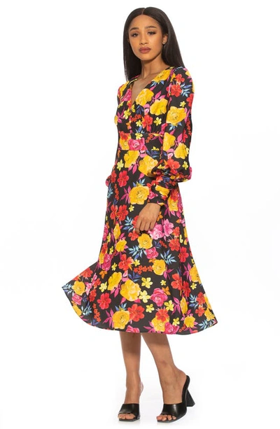 Shop Alexia Admor Daria Bishop Sleeve Fit & Flare Dress In Black Floral