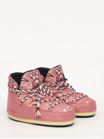 Alanui + Moon Boot Bandana-print Shell And Faux Leather Snow Boots In Pink