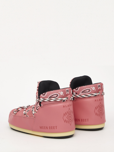 Alanui + Moon Boot Bandana-print Shell And Faux Leather Snow Boots In Pink
