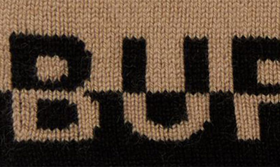 Shop Burberry Cashmere Blend Logo Beanie In Archive Beige/ Black