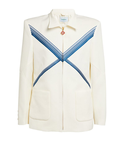 Shop Casablanca Zip-up Jacket In White