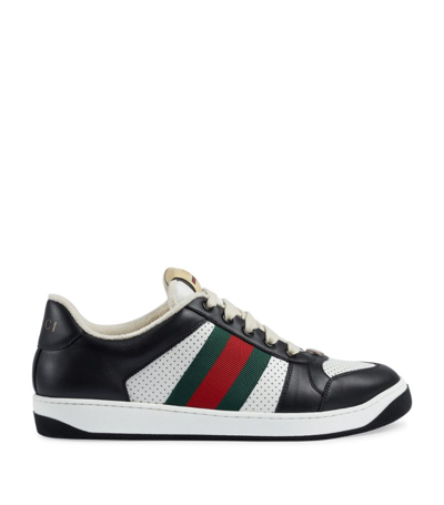 Shop Gucci Leather Screener Sneakers In Black