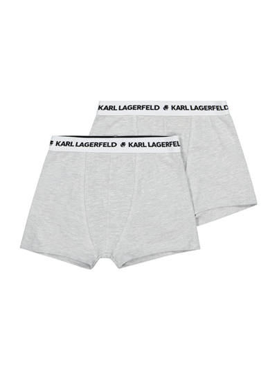 Shop Karl Lagerfeld Kids Pantaloncini Boxer Per Bambini In Grigio