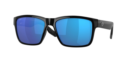 Shop Costa Del Mar Paunch Blue Mirror Polarized Glass Men's Sunglasses 6s9049 904901 57 In Black / Blue