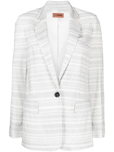 Shop Missoni Zigzag-pattern Single-breasted Blazer In Weiss