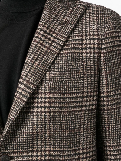 Shop Tagliatore Check-pattern Wool Blazer In Braun