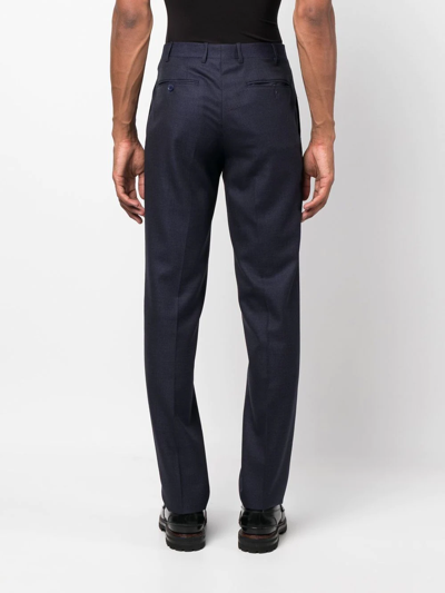 Shop Canali Slim-cut Tailored Trousers In Blau