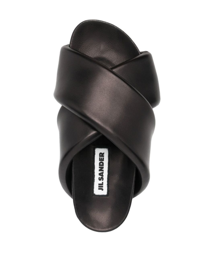 Shop Jil Sander Crossover Strap Chunky Sandals In Schwarz