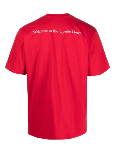 Shop Throwback Logo-print Short-sleeve T-shirt In Rot