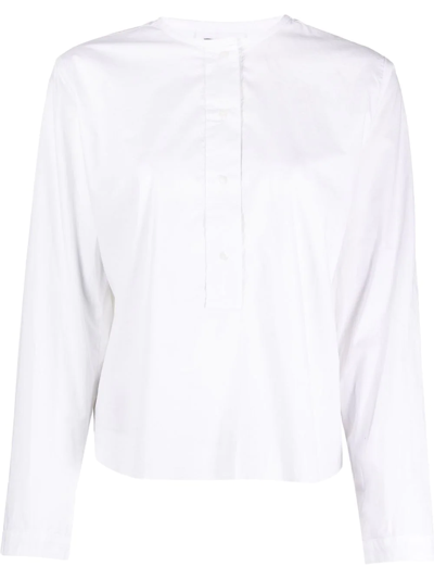 Shop Kristensen Du Nord Collarless Tunic Shirt In White