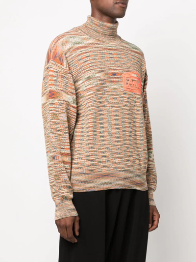 Shop Aries Space Dye Roll-neck Jumper In Nude